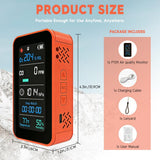 GZAIR 7-in-1 Portable Multi-Gas & Environmental Detector, O2/CO Monitor with Air Pressure, Temperature & Humidity Sensors, 3000mAh Rechargeable Device with SD Data Logging, Flashlight & Stopwatch