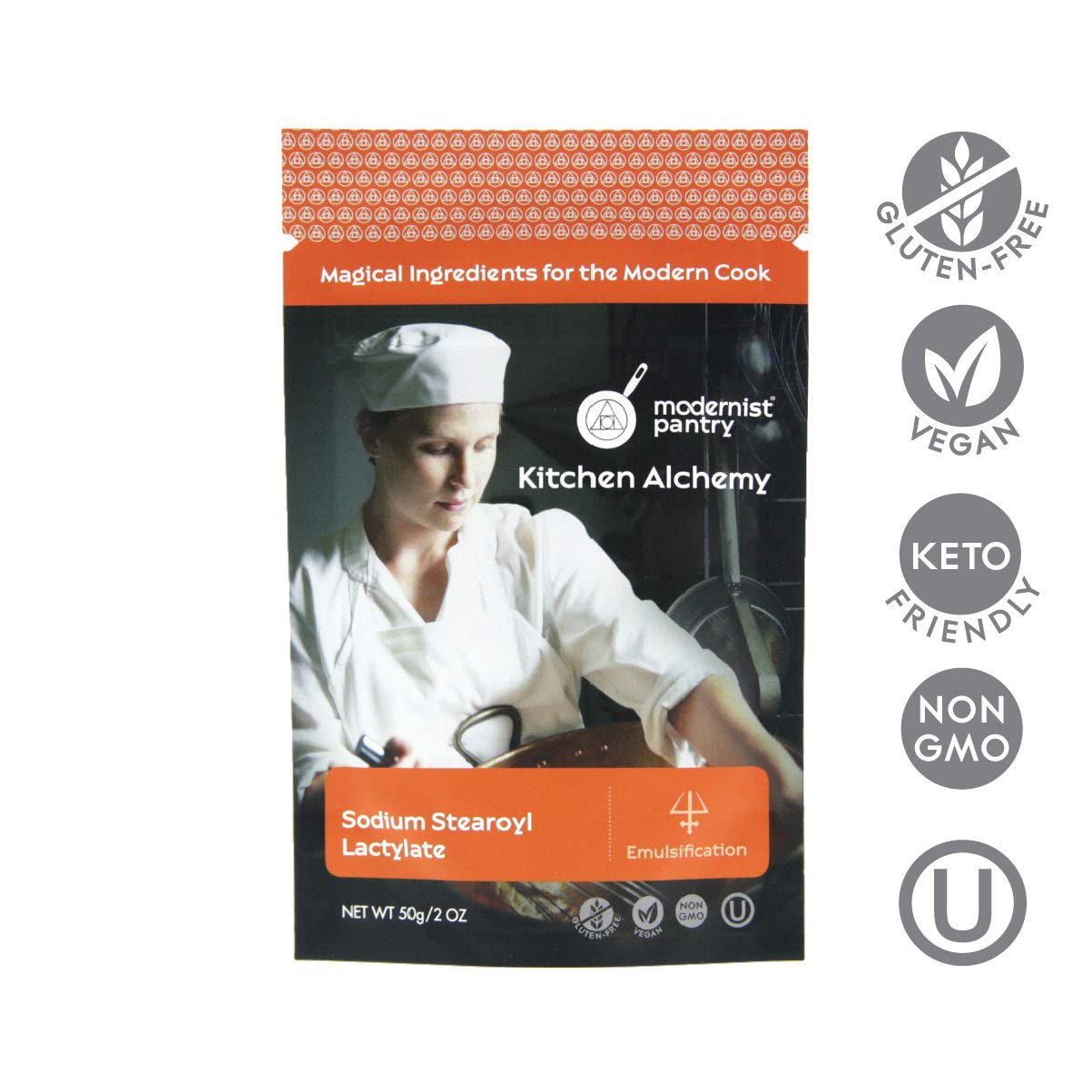 Sodium Stearoyl Lactylate (SSL) ⊘ Non-GMO ✡ OU Kosher Certified ❤ Gluten-Free ☮ Vegan - 50g/2oz
