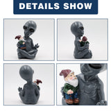 Dnoifne Alien Hugging Gnome Garden Decoration, Resin Dwarf Statue, Waterproof Outdoor Decor for Patio Lawn Porch, Birthday and Housewarming Gifts