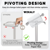 WZKALY Toilet Paper Holder Stand, Brushed Nickel Toilet Paper Holder Free Standing, Post Pivoting Design & Stable Weighted Base SUS304 Stainless Steel for Bathroom(Mega Roll)