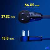 Maximm Cable 20 Ft 360° Rotating Flat Plug Extension Cord, 16/3 AWG Multi 3 Outlet 3-Prong Grounded Wire- Black - UL Certified