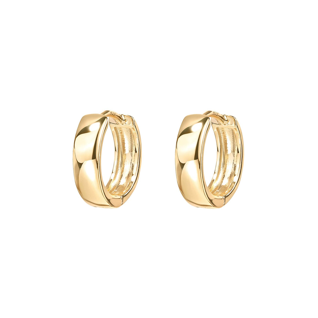 PAVOI Small Huggie Earrings, 925 Silver, Yellow Gold, Size 13 Millimeters