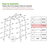 Metal Pergola Arbor, 4.6 ft W x7.9 ft High,Assemble Freely Light Weight