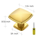 Ravinte 20 Pack Square Single Hole Gold Kitchen Cabinet Knobs Dresser Drawer Cabinet Pulls Drawer Knobs Cabinet Hardware Contemporary Antique Rustic Knobs with Screwdriver