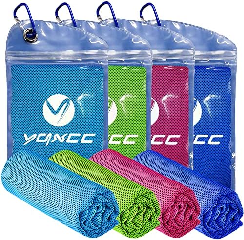YQXCC 4 Pack Cooling Towel (47"x12") Ice Towel for Neck, Microfiber Cool Towel, Soft Breathable Chilly Towel for Yoga, Sports, Golf, Gym, Camping, Running, Fitness, Workout & More Activities