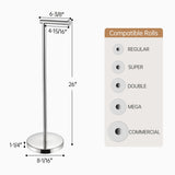 KES Toilet Paper Holder Free Standing 26" H (Taller Version), Toilet Paper Holder Stand with Weighted Base for Bathroom, Rustproof 18/8 Stainless Steel Polished Finish, BPH283S66