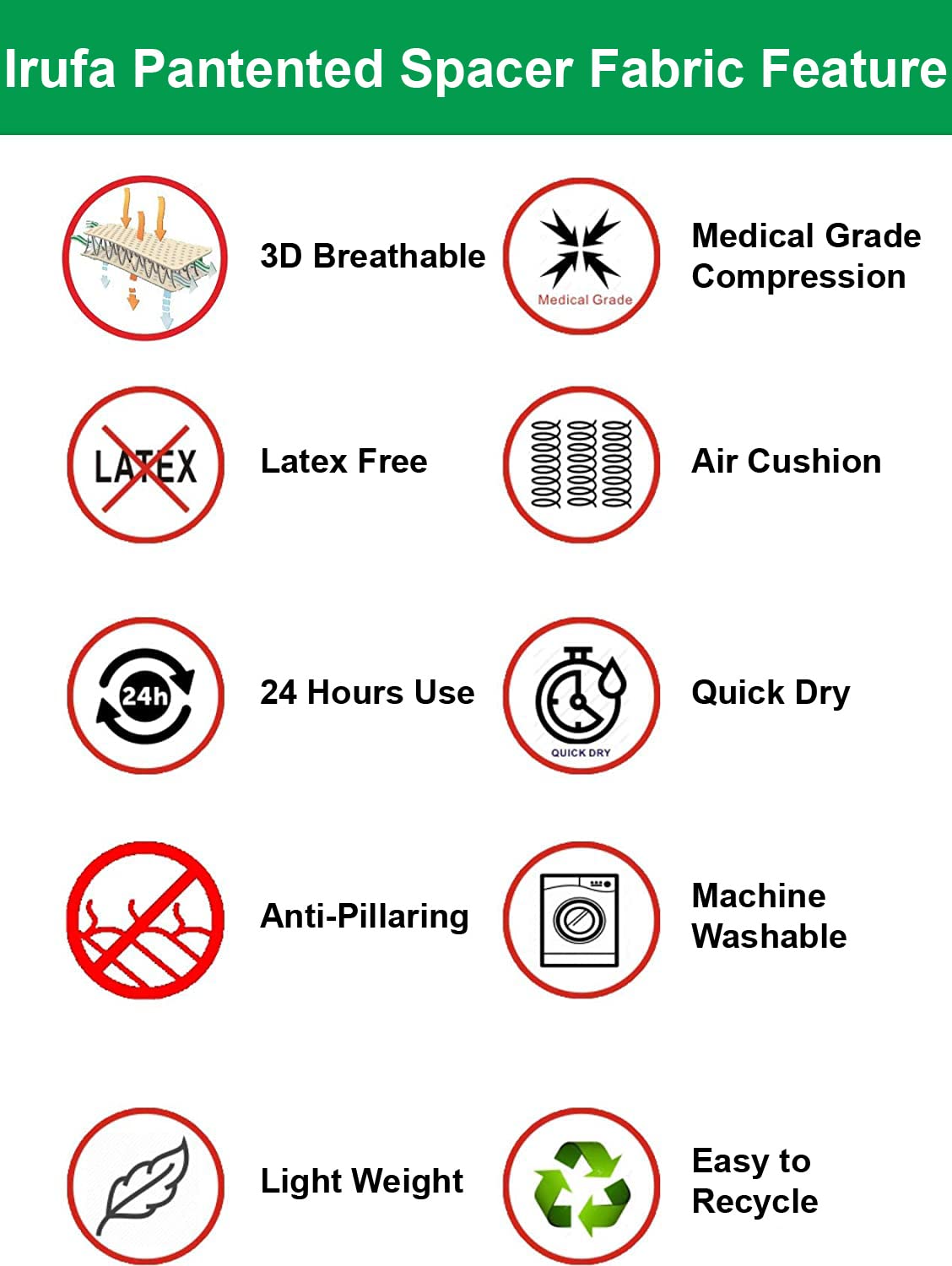 IRUFA, AN-OS-11,3D Breathable Elastic Knit Patented Fabric Adjustable Athletics Achillies Tendon Ankle Wrap, Plantar Fasciitis, Pain Relief for Sprains, Strains, Arthritis and Torn Tendons (L)