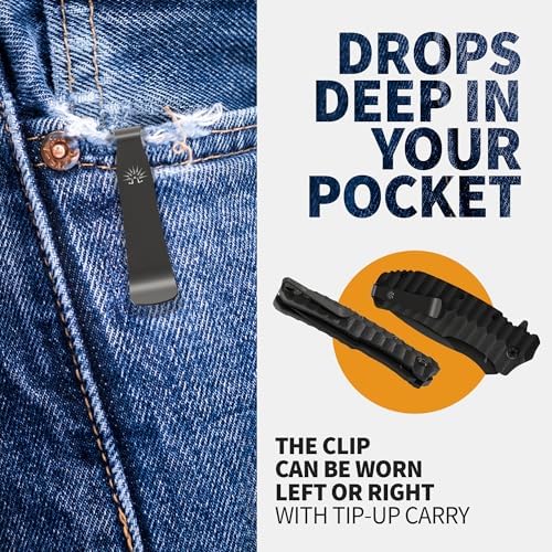 Off-Grid Knives - Rapid Fire Blackout - Large Folding Knife for Camping & EDC, Cryogenic D2 Blade Steel, Titanium Nitride Coating with G10 Scales & Deep Carry Clip