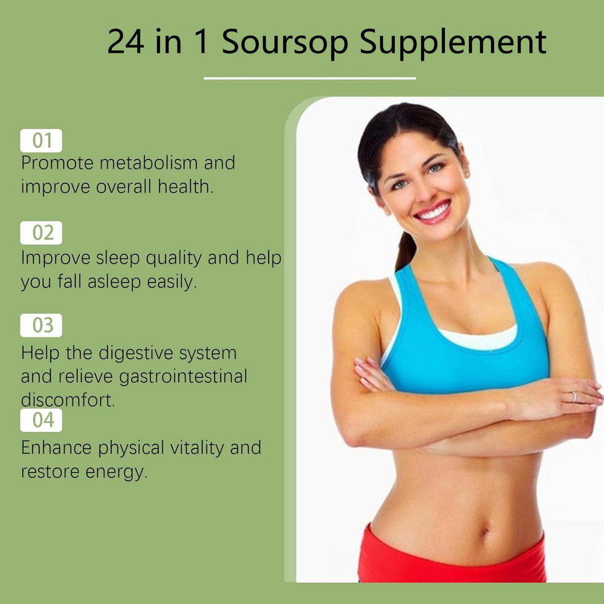 24 in 1 Soursop Capsules - Graviola Soursop Capsules with Shilajit, Sea Moss, Lions Mane, Turmeric, Ashwagandha, Vegan, Ginger & Manuka Honey and More, Non-GMO, 90capsules