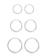 Sllaiss 3 Pairs 925 Sterling Silver Small Hoop Earrings For Women Men Round Endless Hoop Earrings Set Lightweight 10MM 15MM 20MM (Set 1：10MM 15MM 20MM)