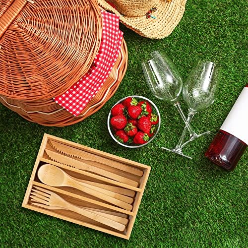 Totally Bamboo 12-Piece Reusable Bamboo Flatware Set with Portable Storage Case, Dishwasher Safe