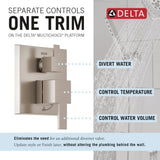 Delta Modern 14 Series Square Rain Shower System Faucet Set, Rainfall Brushed Nickel Shower Head and Handle Set, Valve Trim Kit, 10 Inch, Spotshield Stainless 342701-SP