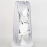 Frieren Cosplay Wig for Sousou no Frierenn, Long Silver White Wigs Ponytails + Wig Cap for Frieren Beyond Journey's End Halloween Christmas Costume Party