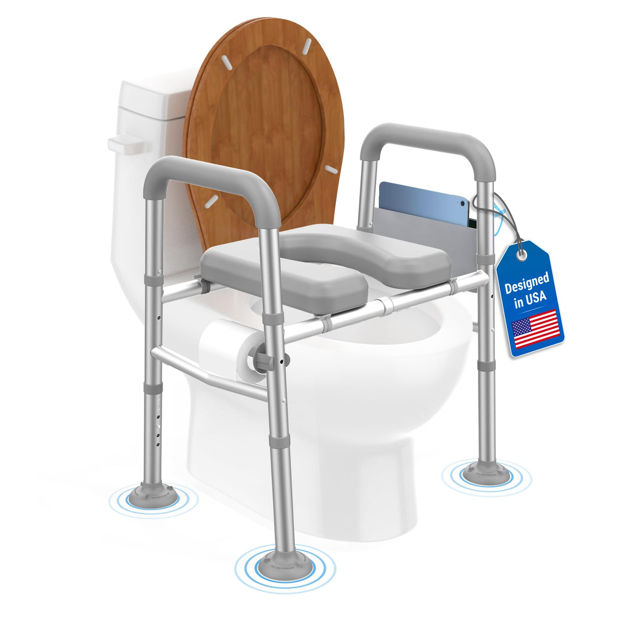 Sliq Toilet Seat Risers for Seniors, FSA HSA Raised Handicap Toilet Seat with Handles Over Toilet, High Capacity Toilet Riser with Handles for Elderly Adults, Handicap, and Pregnant