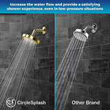 High Pressure Shower Head - Anti-Clogging Silicone Nozzles - 2.5 GPM Removable Restrictor - Easy to Clean Adjustable Replacement - easy to install with Plumbers Tape - 6 inch - Elegant Gold Finish