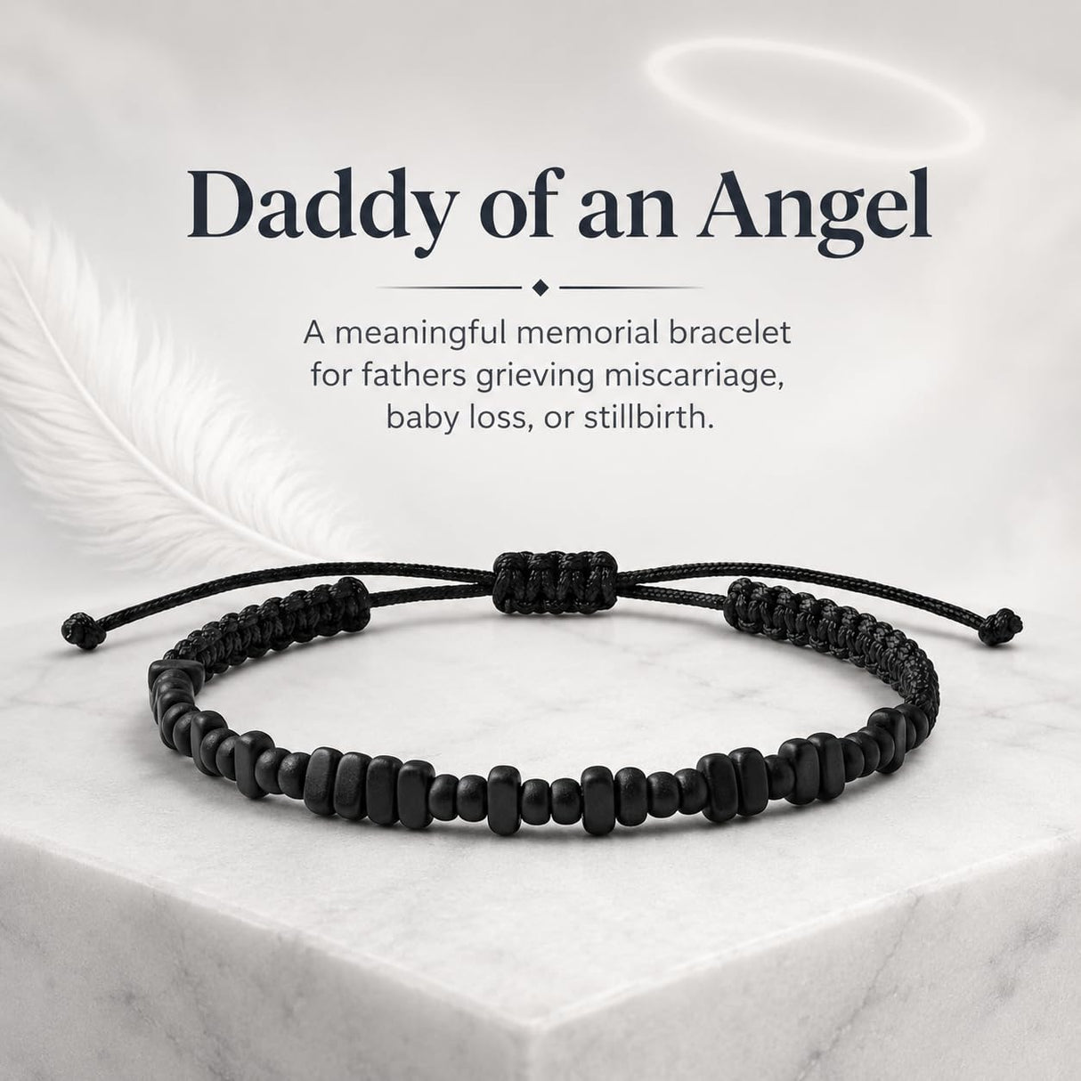 Live Gems - Daddy of an Angel Bracelet for Men – Miscarriage Gift for Dad – Loss of Baby Memorial – Sympathy Gift for Grieving Father – Hidden Message Morse Code Jewelry
