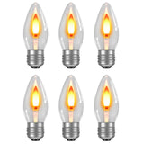 Hompavo LED Flame Light Bulbs - Realistic Flickering Fire Effect Bulb with Glass Shell, E26 Base for Halloween Christmas Home Indoor Outdoor Decor - 6 Pack