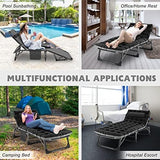 ABORON Folding Camping Cot W/Mat for Adults, Adjustable Heavy Duty Outdoor Bed,1200 D Layer Oxford Travel Camp Cots