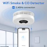 1-Pack Smart Smoke and Carbon Monoxide Detector with App Notifications, Replaceable Battery, Wi-Fi Smoke and CO Detector Combo for Home and Office, Easy Setup