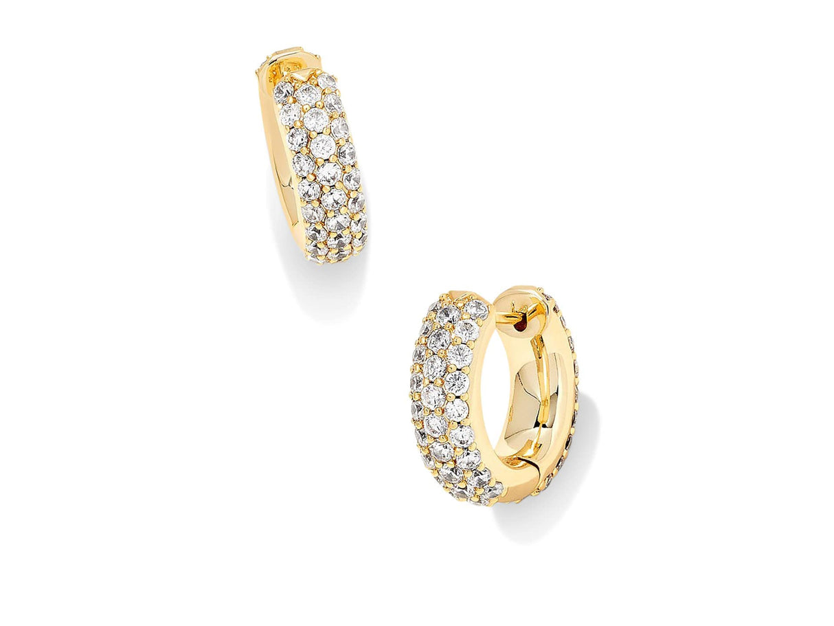 Kendra Scott Mikki Pave Huggie Earrings in 14k Gold-Plated Brass, Fashion Jewelry For Women