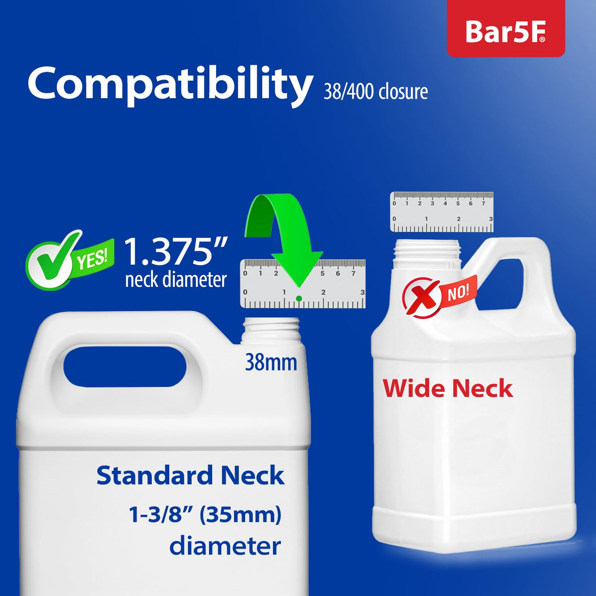 Bar5F Gallon Pump Dispenser Heavy Duty for 1, 2.5, and 5 Gallon Containers Commercial Household Industrial Large Actuator 30cc Output | 38-400 2-Pack
