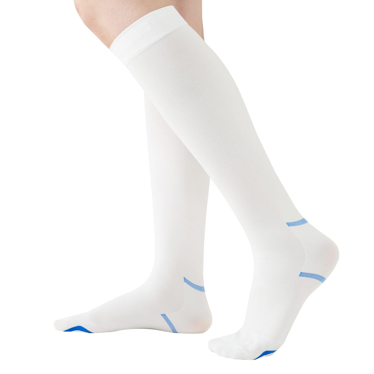 EVOPLECI Anti Embolism Compression Stockings for Women and Men Ted Hose Socks 15-20 mmhg Moderate Level With Inspect Toe Hole（WHITE，L）
