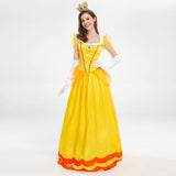 Halloween Costumes for Women: Princess Cosplay Costume for Women Yellow Princess Dress with Crown Role Play Adult Clothes Set Birthday Carnival Party Fancy Dress Up Christmas Outfits Yellow Medium