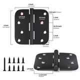 goldenwarm 12 Pack Interior and Exterior Door Hinges, Matte Black Door Hinges 4 inch x 4 inch with 5/8" Radius Corners