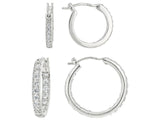 JTV 1.14 CTTW Cubic Zirconia Hoop Earrings - Platinum-Plated Silver