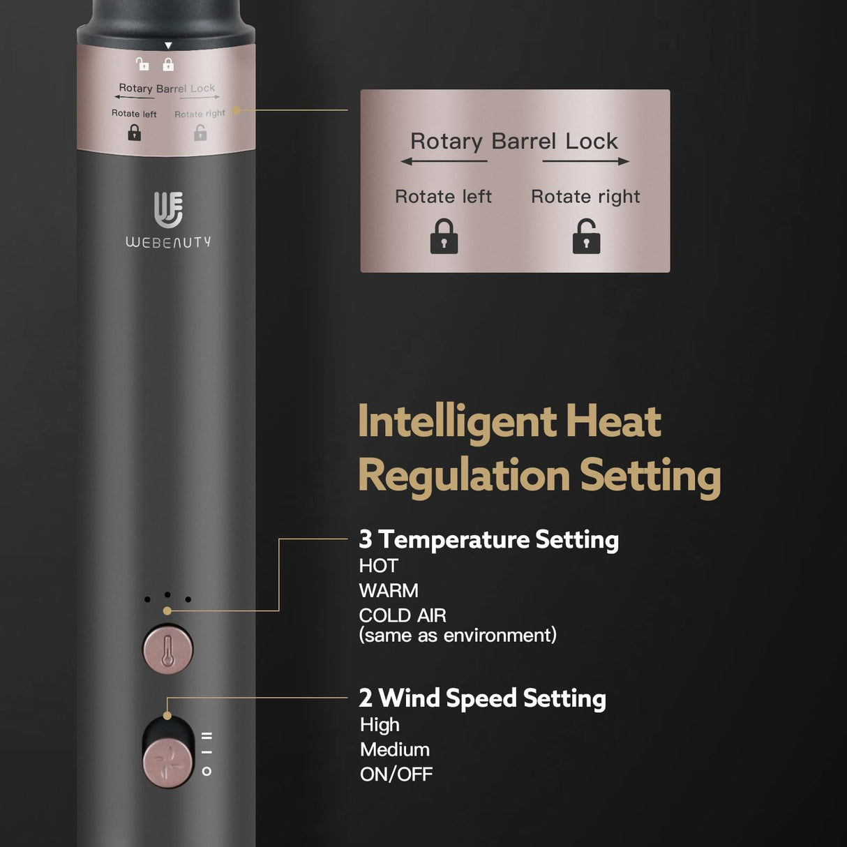 Hair Dryer Brush Hot Air Styler| 4 in 1 Professional Blow Dryers Hair Styling Tool Set with 1 1/4 Inch Auto Air Curling Wand Hair Curler, Negative Ionic for Fast Drying Curling Volumizing (Black)