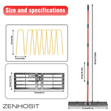Zenhosit Lawn Leveling Rake - Lawn Leveler with 78" Adjustable Steel Handle, 30"x10" Ground Plate for Yard, Grass, Level Soil, Dirt Ground or Golf Field