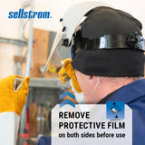 Sellstrom 301 Advantage Series Face Shield - Lightweight, High Impact, Unbound, Polycarbonate Window with Protective Crown & Adjustable Ratchet Headgear, for Work, Grinding, Cutting - ANSI Z87.1