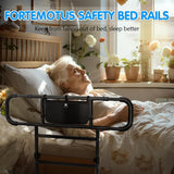 FORTEMOTUS Bed Rails for Elderly Adults Safety Foldable - Heavy Duty Bed Assist Rails for Senior, with Extendable Bed Guard Rails, Adjustable Heights, Storage Pocket& Safety Belt, can Withstand 450LB