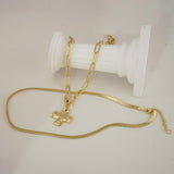 Bheop Chunky Cross Necklace for Women, Gold Layered Herringbone Necklace