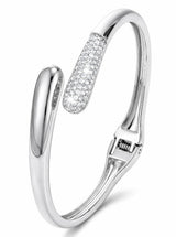 mulanci Gold Cuff Bracelets for Women, 14K Gold Plated Open Cuff Bangle Bracelet with CZ Pave, Minimalist Stackable Chunky Gold Bracelet for Women