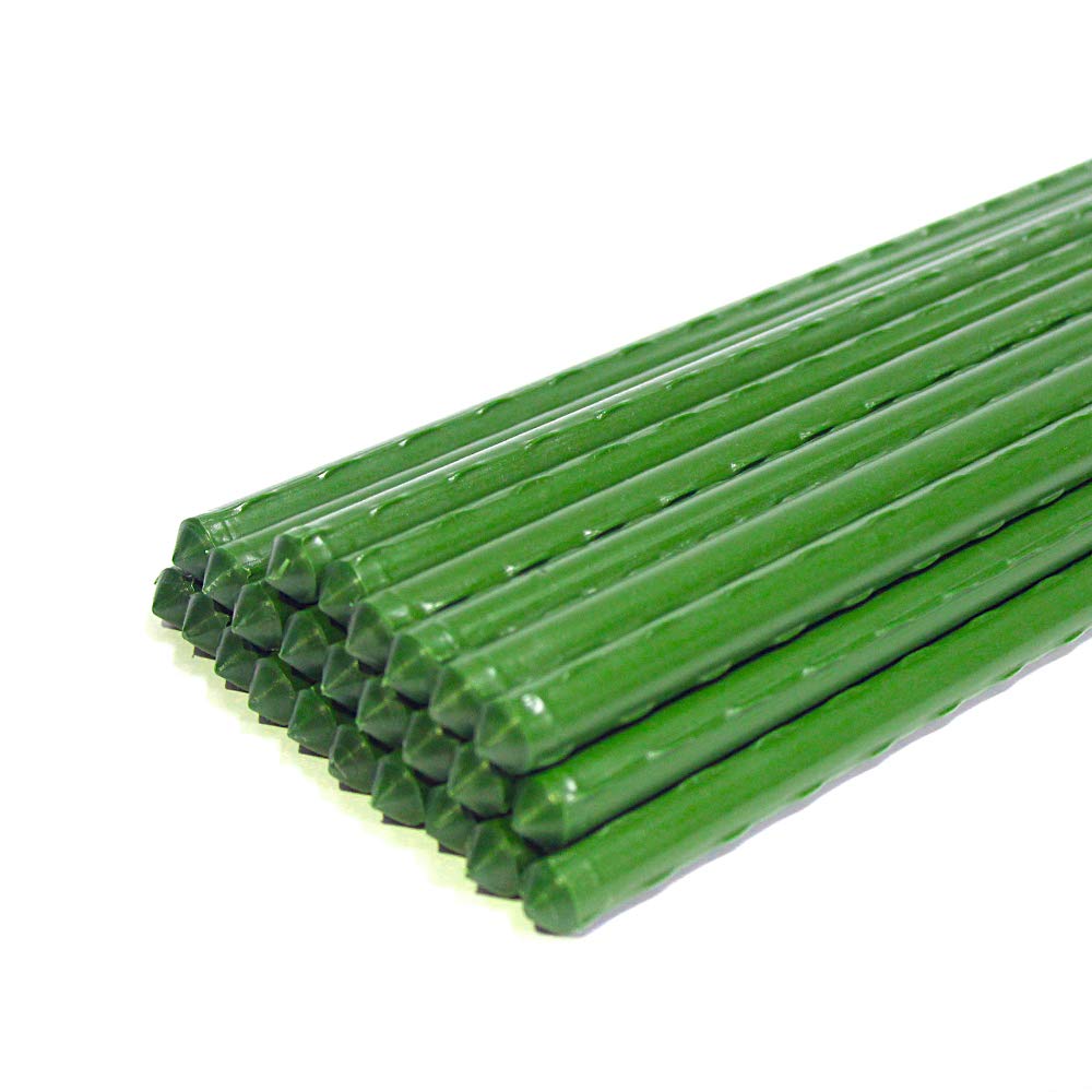 Growsun 6ft 50 Pack Tomato Stakes Plant Stake Supports Garden Fences Trellis Metal Plastic Coated Plant Cage Supports Climbing
