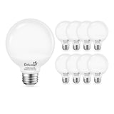 Dekang 8-Pack LED Vanity Light Bulbs for Bathroom 4000K Natural Daylight, E26 Base Globe 60W Incandescent Equivalent, 5W Round Light Bulbs for Vanity Mirror, 500LM, Non-dimmable