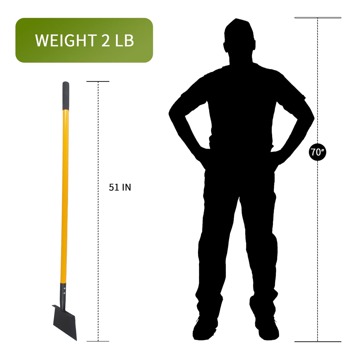 ZOYACREATE Cleaning Shovel, 51 Inch Heavy Duty Flat Snow Weeding Tool