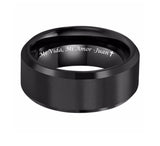 Personalized Black Brushed Men's 8mm Tungsten Ring Custom Engraved Free In Any Language, Black Wedding Band, Fiancé Engagement Ring, 8mm Men's Ring - Ships from USA