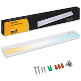 Ansen Hardwired Under Cabinet Lighting, 24in 18W LED Light for Kitchen/Closet, 1237lm, CRI>92, R9>90, 5 Color Temperature, Dimmable, 2700K-5000K(Warm White, Cool White, Daylight)