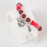 JUNIQUTE FNAF Game Inspired Bracelet for Women - 4PCS Charm Bracelet with Translucent Stone Beads & Metal Prop Charms, Pulseras Para Mujer, Birthday Valentines Gifts