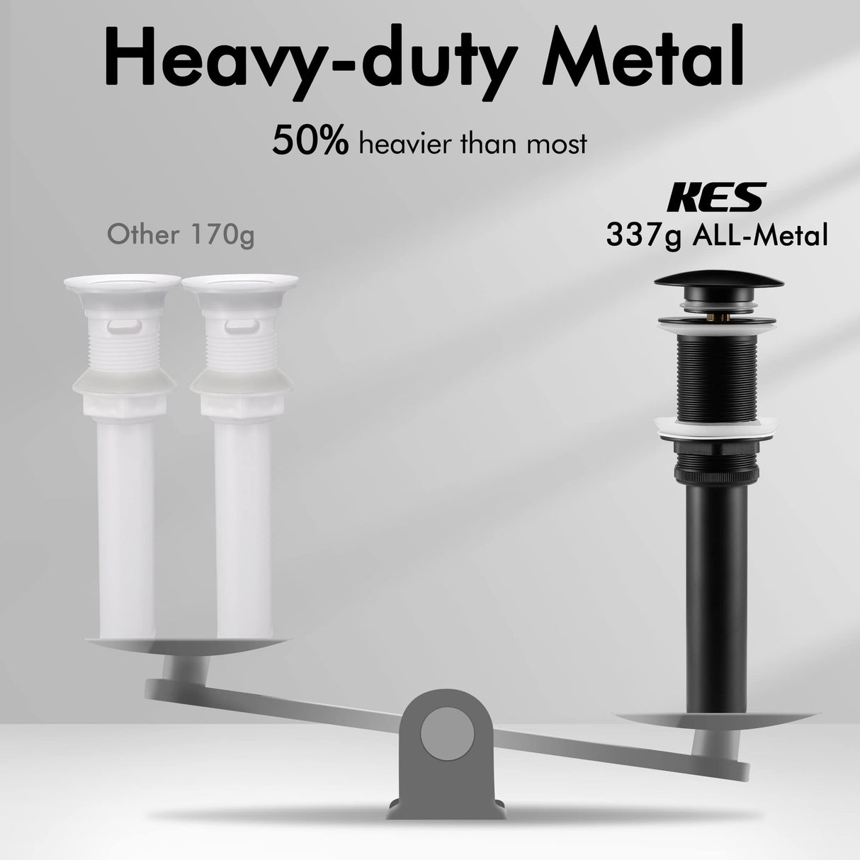 KES Bathroom Sink Drain Without Overflow Vessel Sink Lavatory Vanity Pop Up Drain Stopper Matte Black for 1.6"-1.9" Sink Hole, All Metal Rustproof Brass and 304 Stainless Steel, S2008D-BK