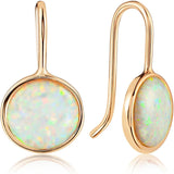 Created Opal Earrings for Women 14K Gold Plated - White Dangles for Brides