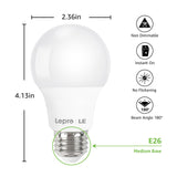 Lepro LED Light Bulbs 60 Watt Equivalent, 9W 800 Lumens Non-Dimmable, Daylight White 5000K, A19 E26 Standard Medium Base, 10000 Hour Lifetime 10 Count (Pack of 1)