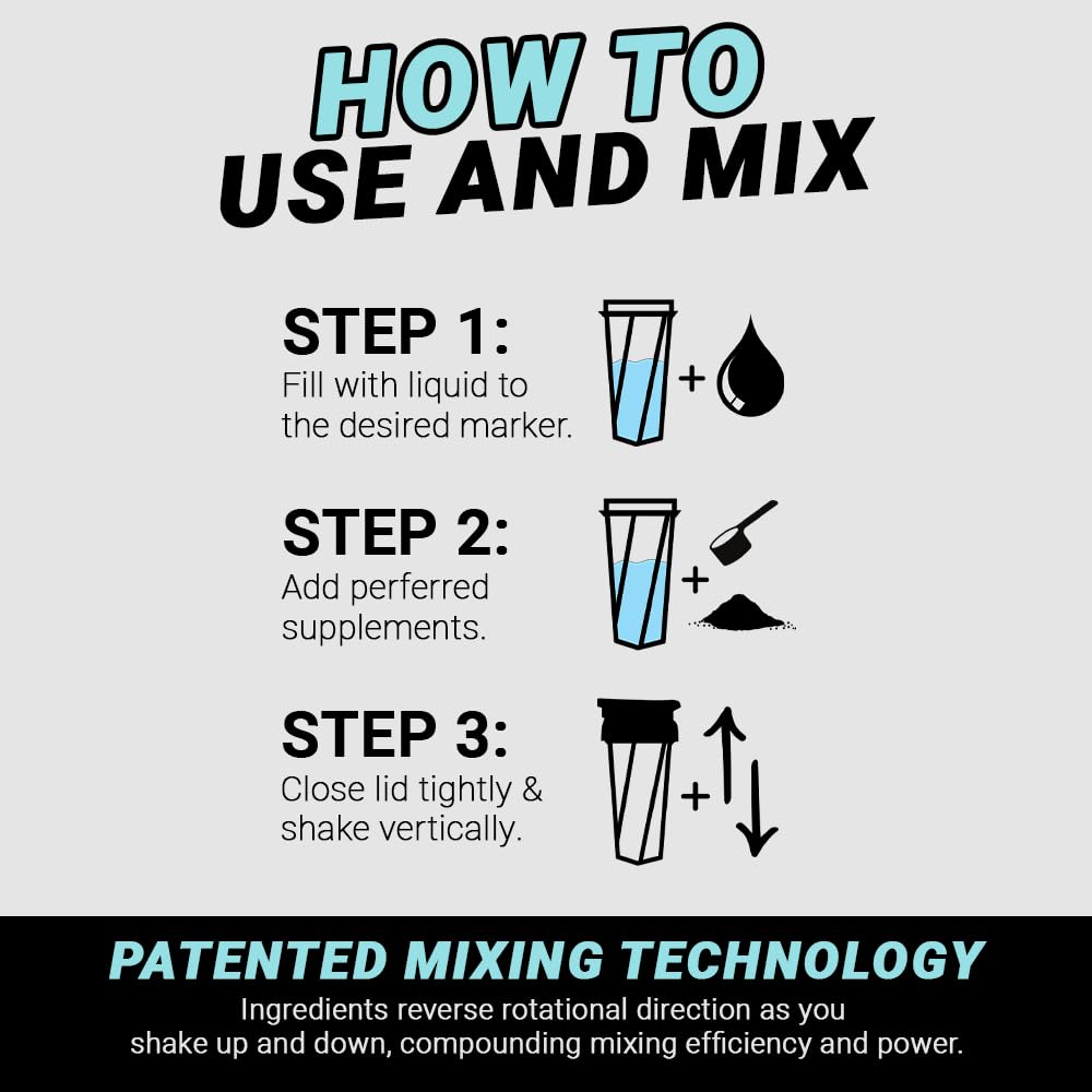 HELIMIX 2.0 Vortex Blender Shaker Bottle Holds upto 28oz | No Blending Ball or Whisk | USA Made | Portable Pre Workout Whey Protein Drink Shaker Cup | Mixes Cocktails Smoothies Shakes | Top Rack Safe