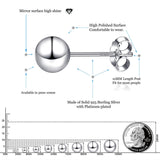 EVERU 3-10mm 925 Sterling Silver Classic Round Ball Stud Earring(10mm)