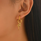 NewHuajiava 18K Gold Plated Snake Earrings Hypoallergenic for Sensitive Ear