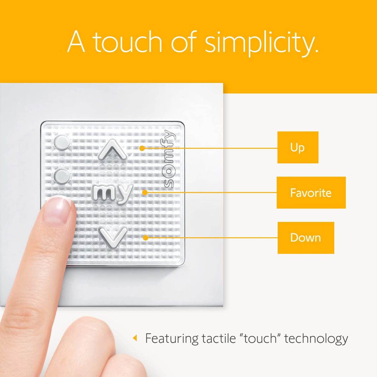 Somfy Smoove 4 RTS Pure - 4-Channel Wall Mount Control for Motorized Shades, Curtains, Blinds - Easy Install, No Electrician Needed - #1811748