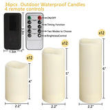 Wfmolcand 36-Pack Flickering Flameless Candles with Remote Control - LED Fake Candle Perfect for Wedding,Outdoor,Table,Halloween,Christmas Decor - Create a Magical Ambiance Effortlessly(Three Sizes)