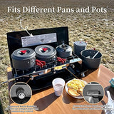 Camping Stove, 3 Burners Propane Portable Camp Stove with Regulator, Push-Button Instant Ignition, Adjustable Burners & Wind Guards for Car BBQ Picnics Outdoor Cooking (BLACK-20400 BTUs)